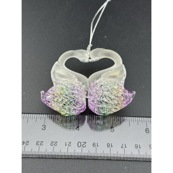 Vintage Hand Spun Glass Pair of Swans Ornament 2.5" 1990s Original Box - Picture 9 of 9